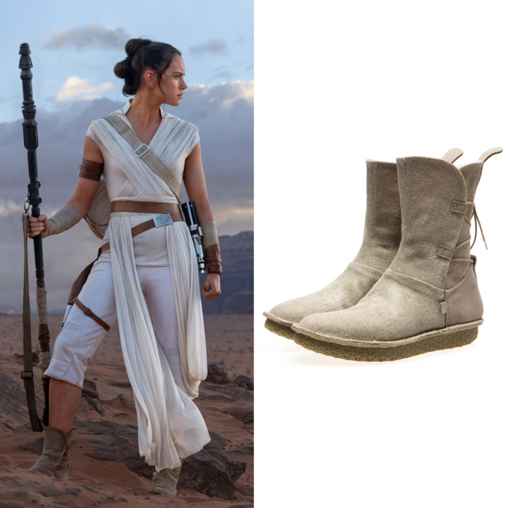 NWT Po-Zu Piper Natural Linen Boots Size 38 ASO Daisy Ridley/Rey in Star Wars